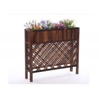 China Balcony Mesh Shape Wooden Flower Shelf , Colorful Wooden Plant Stand Antiseptic Wood Fence factory