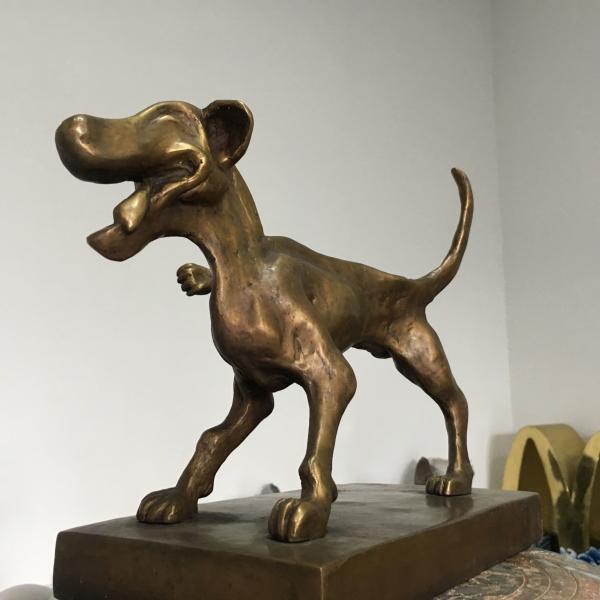 Quality Small Cast Bronze Dog Sculpture Cartoon Style Brass Animal Statues for sale