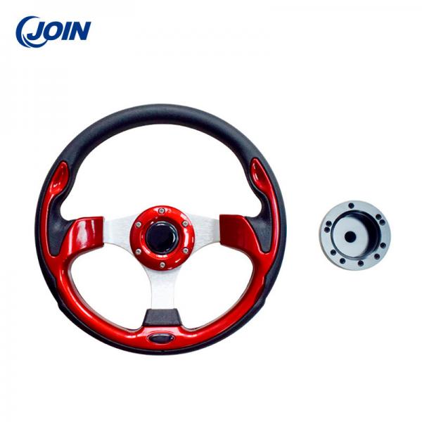 Quality PVC Red Golf Cart Steering Wheel 12.5in Single Color With No Pattern for sale