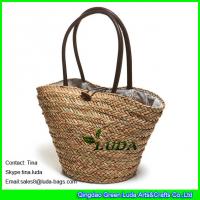 China LUDA wiker straw and leatehr handbags seagrass straw large  travel totes factory