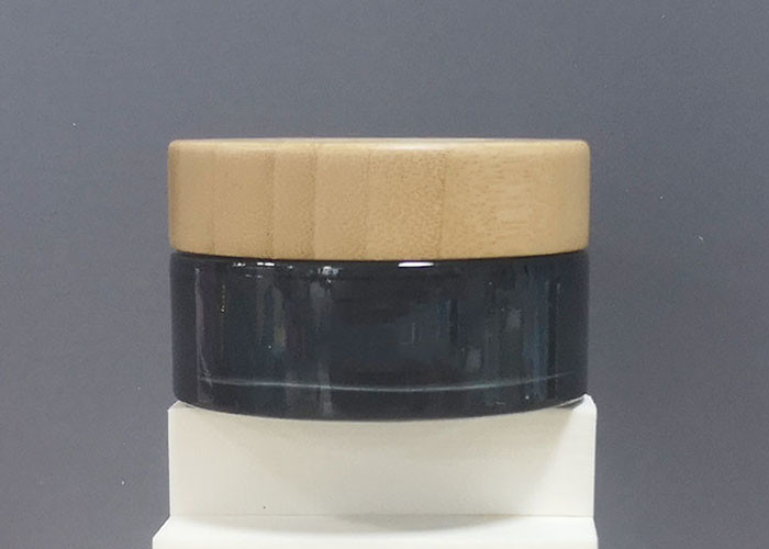 China 50ml 100ml Bamboo Glass Cosmetic Jar Empty Body Butter Containers With Paper Box factory