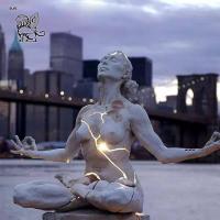 China BLVE Sitting Yoga Bronze Statue Metal Expansion Sculpture Naked Woman LED Luminous Famous Artist Modern Art Design factory