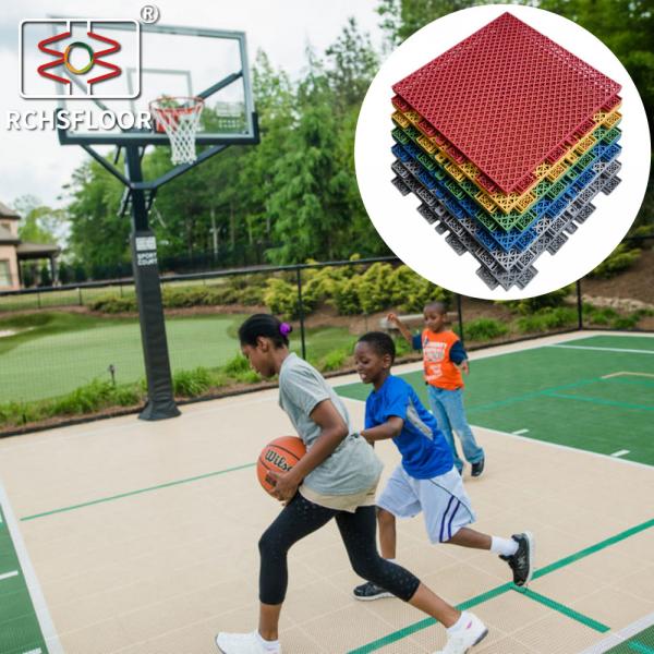Quality Indoor Outdoor Sport PP Interlocking Tiles 34*34cm Backyard Court Tiles for sale