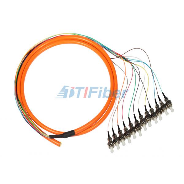 Quality ST 0.9mm Breakout Fiber Optic Pigtail , 12 core Optical Cable for sale
