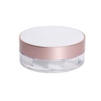 China 8g Pink Plastic Cosmetic Packaging Loose Powder Jar With Elastic Screen Mesh factory
