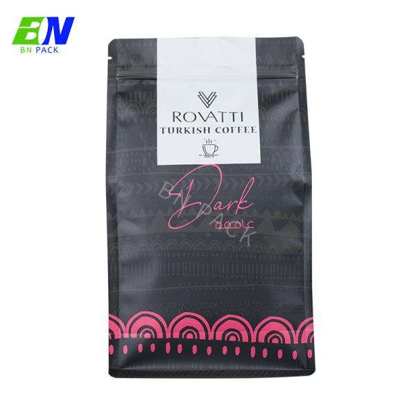 Quality Recyclable Coffee Matte Flat Bottom Bag Packaging 16oz Food Grade for sale