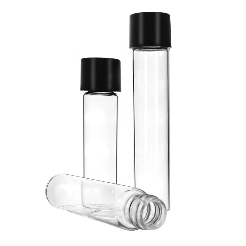 China D 22mm H 116 MM Glass Pre Roll Tube Tall Bottle With Matte Child Proof Cap factory