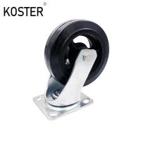 China 4inch Heavy Duty Scaffold Double Ball Bearing Black Rubber Iron Steel Core Caster Wheel for sale