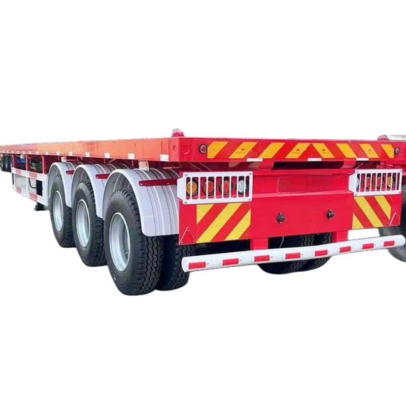 China Tri-Axle 4 Axle 20FT 40FT Extendable Container Flatbed Truck Trailer With Container Lock factory