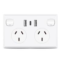 China 2 Gang 2usb+ Type C Power Point 240v Usb Electrical Wall Switch Socket factory