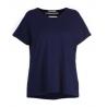 China Summer Navy V Neck Leisure Blouse With Special Back Cut Design Regular Clothing Length factory