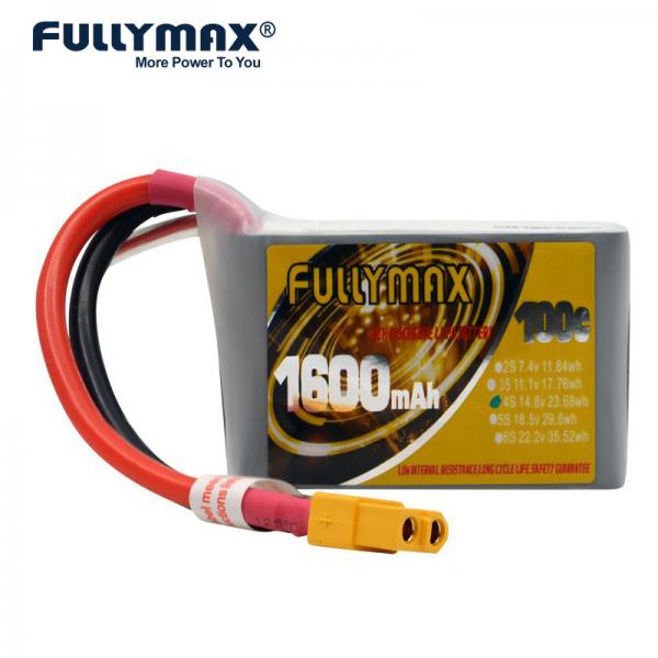 Quality Fullymax 4s 1600mah 30c 14.8v 100c Airplane Rc Lithium Polymer Quadcopter Battery for sale