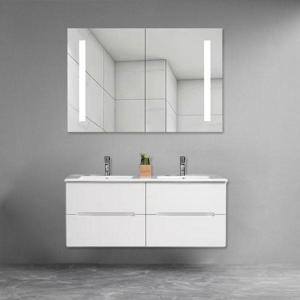 Quality Ceramic Basin PVC Bathroom Cabinets 4 Drawer Bathroom Vanity 118*46*47cm for sale