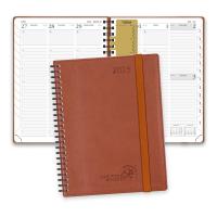 China Brown Softcover Spiral Planner 2023 Daily Weekly Schedule Calendar Paper Pocket factory
