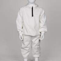 China Kids Half Zip Pullover Sweatshirt 300gsm And Jogger Pants Set White Color factory