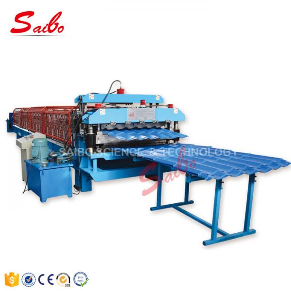 Quality Two Layer Tile Profile Roll Forming Machine 0.35-0.6mm Thickness With 6 Ton Hydraulic Decoiler for sale