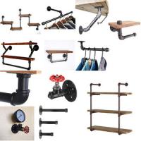 China Supporting wooden shelves pipe shelf brackets/paper holder for wall mounted coat rack factory