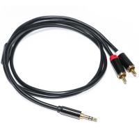 China RCA Audio Cable 3.5MM 2-1 Black Metal Shell For Car Audio 0.53M 1M 2M factory