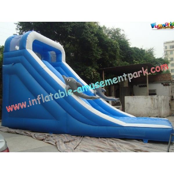 Quality Customised 18 OZ PVC Dolphin Commercial Inflatable Slides For Amusement Parks 8 x 4 x 5M for sale