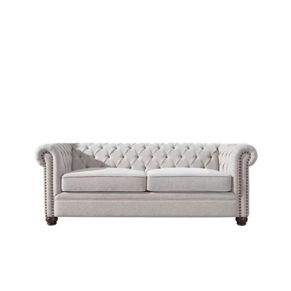 Quality Beige Fabric Chair Bed Tufted Nailing Decoration Fabric Sleeper Sectional for sale