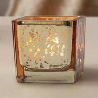 Quality Square Gold Mercury Color Glass Candle Holder 2 Inch For Tealight Or Votive for sale