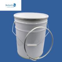 Quality 20L Round Metal Paint Bucket White Exterior With Metal Cover for sale