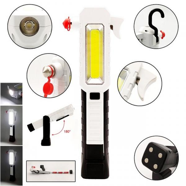 Quality 7.8x4.5x22cm LED COB Work Light LED Trouble Light With Emergency Hammer / 360 Hook / 180 Holder Magnet for sale