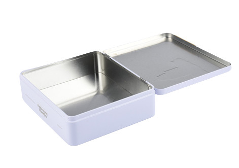 Quality Empty Rectangular Biscuit Tin Can Container Packaging With Hinged Lid Custom for sale