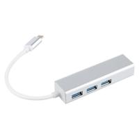 Quality Aluminium Case 3 Ports RJ45 Ethernet USB Type C Hub for sale
