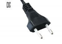 China PVC / Copper 250V AC 2 Prong Power Cord , Black Korea Power Supply Cable factory