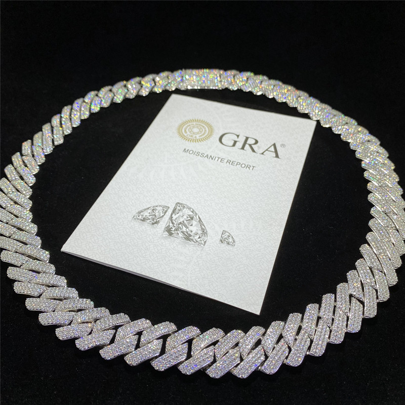 China Miami Iced Out Moissanite Mens Cuban Link Chain Rappers 925 Sterling Silver Iced Out factory
