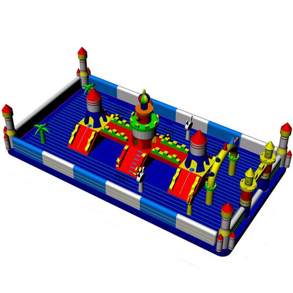 Quality Airtight Kids Game Inflatable Fun City Castle With Slide Printed Logo for sale