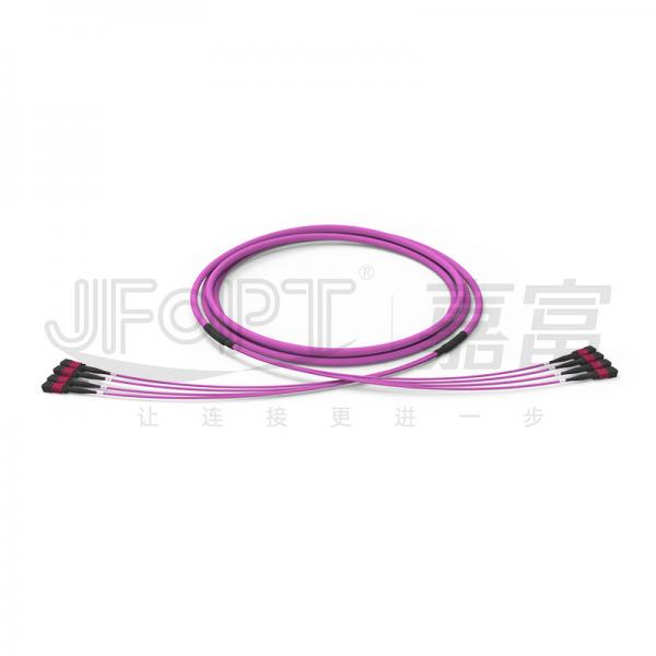 Quality 48 Cores 4 Unit Backbone Jumper OM4 MPO Trunk Cable 0.5m Branch With Pulling Eye for sale