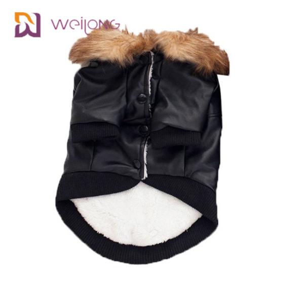 Quality Customized Faux Fur Leatheret Pet Coat Dog Winter Clothes for sale