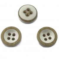 Quality Shirt Brown Plastic Buttons Little Brown Rim With Wooden Effect 16L Round for sale