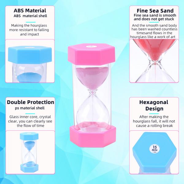 Quality Kids Sand Timer Hourglass Plastic Hexagonal Hourglass Free Sample for sale