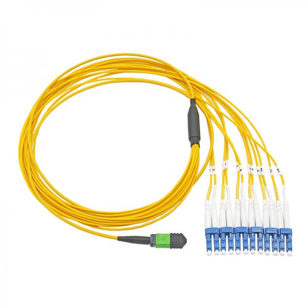 Quality 10meters 12 fibers MPO MTP to LC single mode G657A1 3.0mm patch cable for sale