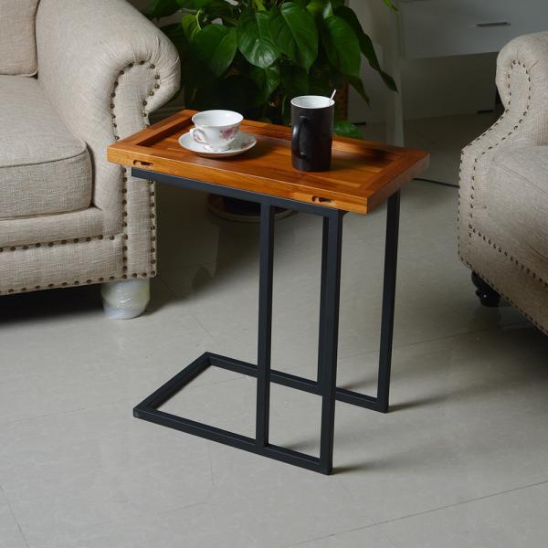 Quality Living Room  Metal Stand 58cm Height Solid Wood Chairside Table for sale