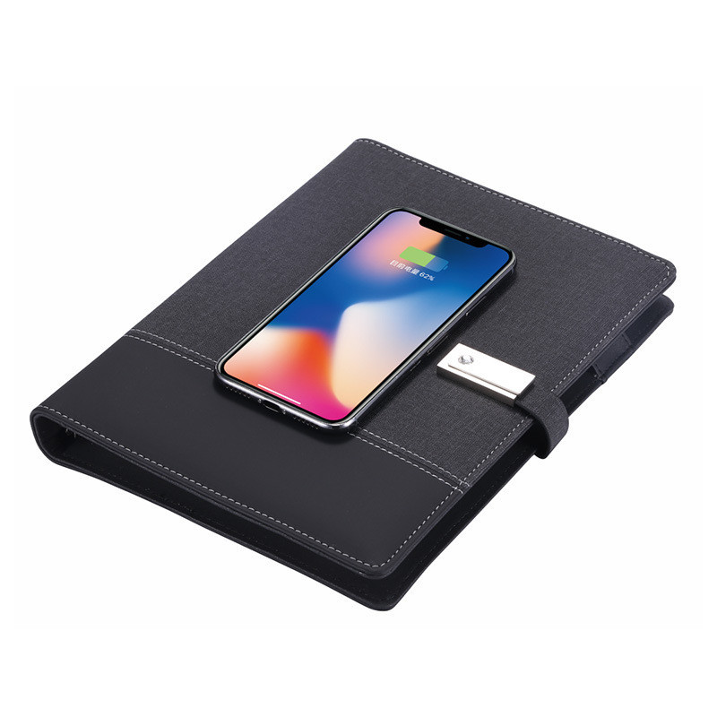 China 8000mah Personalized Travel Wireless Charging Power Bank with Imitation Leather Cover factory
