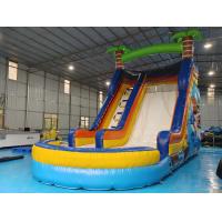 China PVC Commercial Inflatable Slides Tropical Palm Shake Baby Theme Inflatable Slide With Pool For Kids And Adults factory