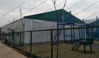 China Big Movable Outdoor Warehouse Storage Tent , Canvas Storage Tent Sandwich Panel Walling System factory