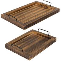 China Eating Antibacterial Bamboo Food Tray Kitchen Wood Serving Rustic Set With Handle factory