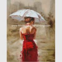 China Acrylic Modern Art Oil Painting Decorative Wall Art Girl with Red Dress on Canvas factory