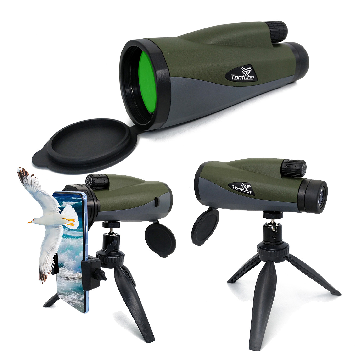 China Army 12X55 12X60 Military Monocular Telescope With Phone Adapter factory