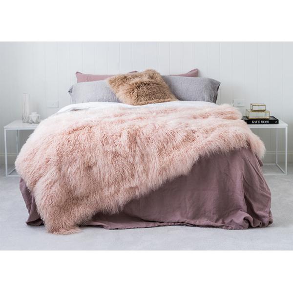Quality Genuine Tibetan Sheepskin Throw For Queen Size Bed, Soft Sheepskin Fur Blanket  for sale