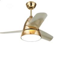 China Golden Color Metal Flush Mount Ceiling Fan Light With Plastic Three Blade factory