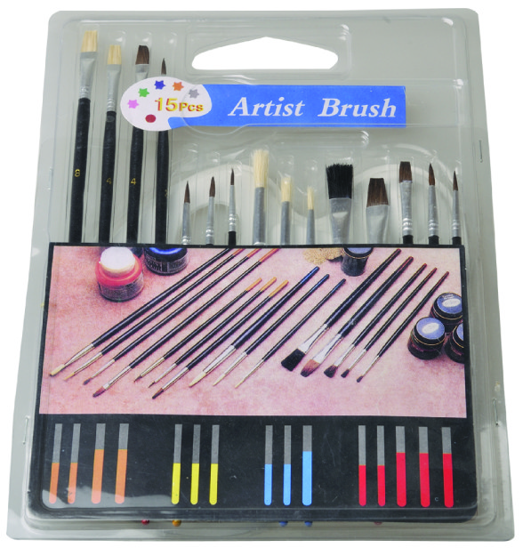 China Slim Long Handled Paint Brushes , Personalised Paint Brush Set T With Plastic Palette factory