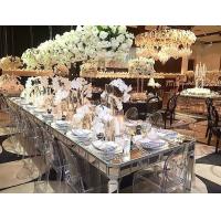 China Aisles Wedding Silver Mirrored Dining Table Rectangle Type Strong Struture factory