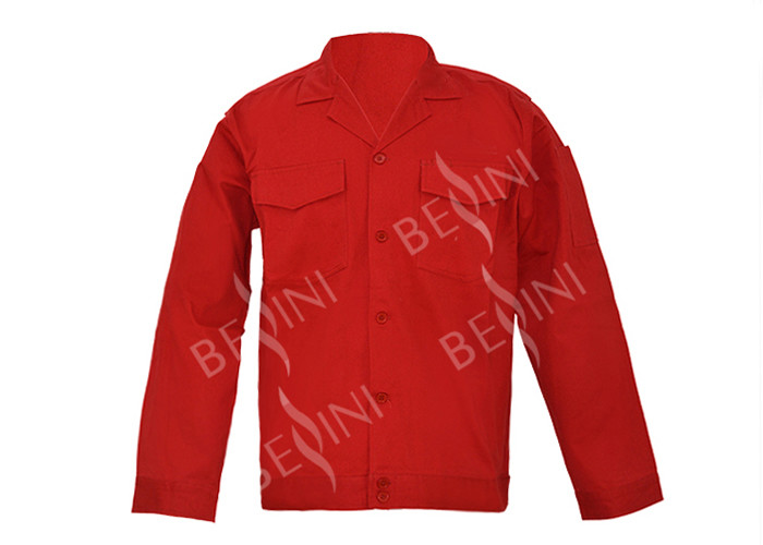 China Classic Style Heavy Duty Work Suit Red Jacket With Button Closure Waterproof factory