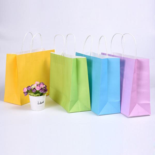 Quality Elegant Stylish Brown Paper Carrier Bags , Colored Paper Bags With Handles for sale
